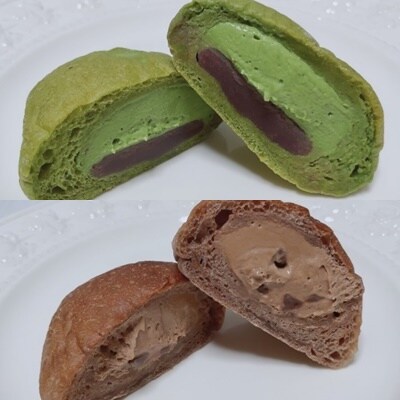 抹茶あんシューパンとチョコシューパン　合計12個　0122-2604