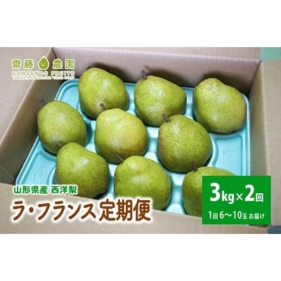 【定期便:全2回】ラ・フランス　3kg　ご家庭用を2回お届け　0037-2602