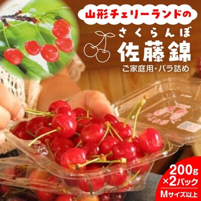 山形チェリーランドのさくらんぼ(佐藤錦)200g×2パック　ご家庭用　0075-2601