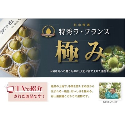 <数量限定>西洋梨(ラ・フランス)3kg【極み】桐箱入り　4L　8玉　0044-2606
