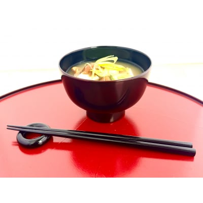 川連漆器　夫婦鉄鉢椀(本溜内黒・皆朱)紙箱入[H5-5501]