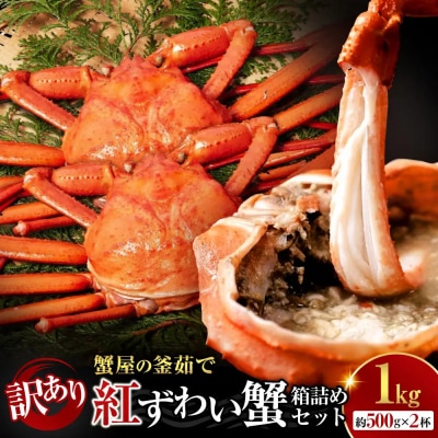 <10月上旬～配送予定><訳あり>紅ずわい蟹 1kg(500g前後×2枚)