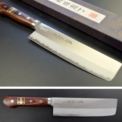 V10ゴールド薄刃包丁165mm 濃州正恒作 マホガニ柄 口金付 (CV-603M)