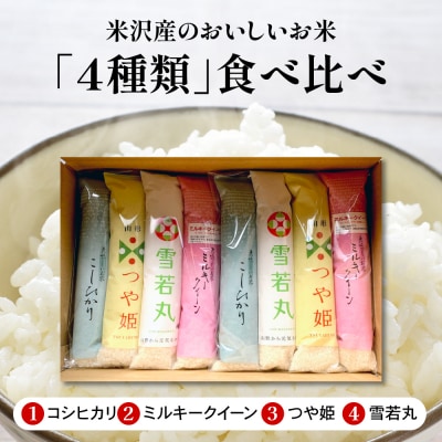 令和7年産 米沢米 4品種 2合詰め合わせセット 計4.8kg