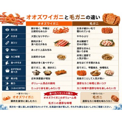 オオズワイガニと毛ガニの蟹比較べセット　各1杯【広尾産業流通振興公社】(0132)