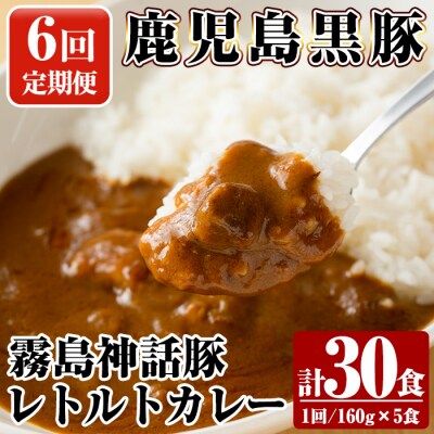 《6回定期便》鹿児島黒豚 霧島神話豚レトルトカレー計30食【富士食品】A-044-B