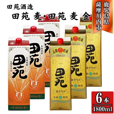 田苑白・田苑金 麦焼酎 25度 1800mlパック×各3本(計6本) 田苑酒造 DSR-805