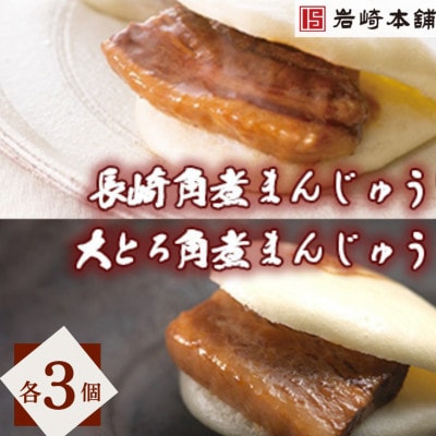 【毎月定期便】長崎自慢セット(長崎角煮まんじゅう3個・大とろ角煮まんじゅう3個)(長与町)全6回