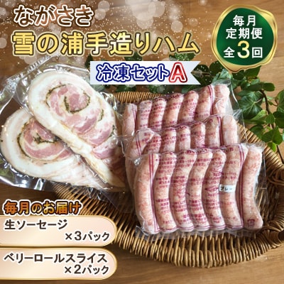 【毎月定期便】【ながさき雪の浦手造りハム】冷凍セットA　全3回