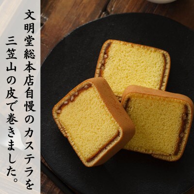 【毎月定期便】文明堂 詰合せ2号(カステラ巻12個、三笠山4個)(長与町)全3回