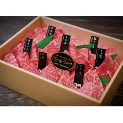 【上ランク】長崎和牛焼肉盛り合わせ(上盛り)約1kg(長与町)