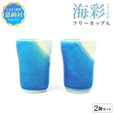海彩(うみいろ)フリーカップ(丸)2個 セット【青風窯:玉田　彰作】