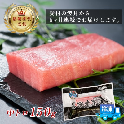 まぐろ マグロ 本鮪 黒潮本まぐろ 中トロ 定期便 6回 150g × 6回 刺身 冷凍 産地直送