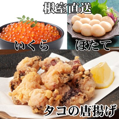 たこ唐揚げ250g×2P、ほたて貝柱500g×1P、いくら醤油漬け100g×1P C-30074