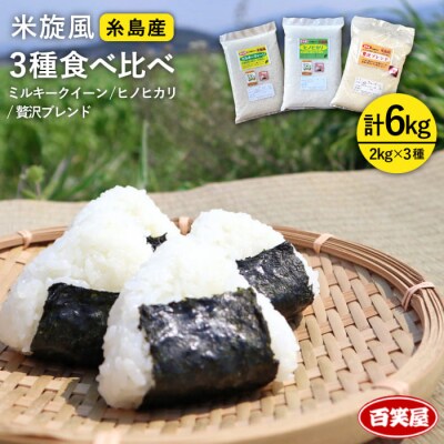 【栽培期間中農薬不使用】米旋風 お米 2kg×3種　食べ比べセット[ABF011]