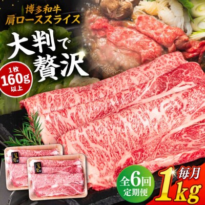 【全6回定期便】博多和牛 肩ロース スライス 1kg (500g×2P)【幸栄物産】[ABH033]