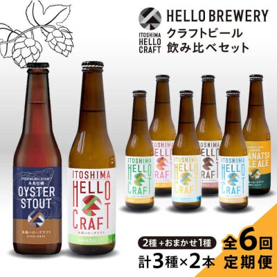 【全6回定期便】【 3種 飲み比べ 】糸島 クラフト ビール 瓶詰め合わせ6本セット[AGM003]