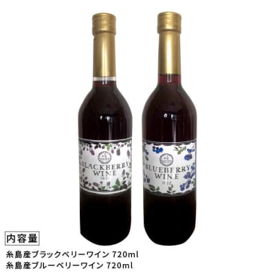 糸島産 ブルーベリー/ブラックベリー ワイン 720ml×2種セット[AHM001]
