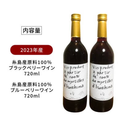 2023年産 糸島産ブルーベリー・ブラックベリーワイン 720ml×2種セット[AHM002]