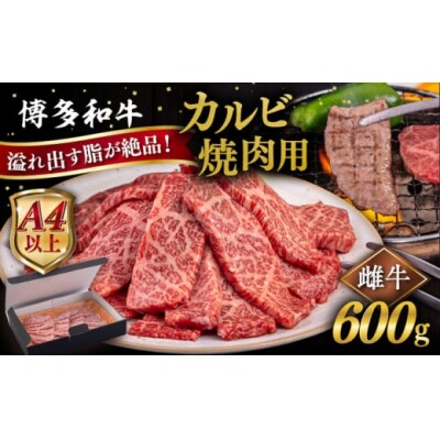【A4/A5等級】博多和牛 カルビ 焼肉用 600g 糸島市 / ヒサダヤフーズ [AIA050]