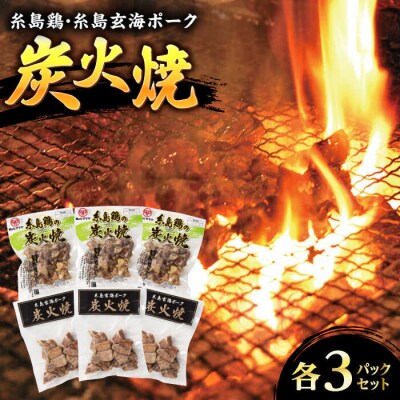 糸島産 炭火焼鶏/焼豚 各3パックセット ヒサダヤフーズ [AIA071]