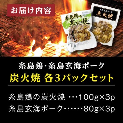 糸島産 炭火焼鶏/焼豚 各3パックセット ヒサダヤフーズ [AIA071]