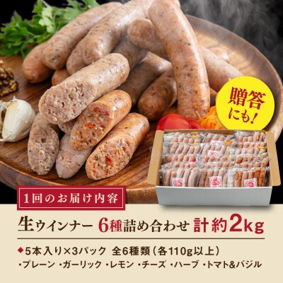 【全12回】生 ウインナー約2kg (6種×15本) 糸島市 / 志摩スモークハウス[AOA055]