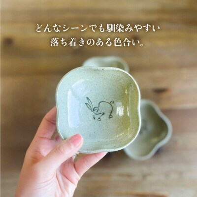 絵豆皿(うさぎ)3枚セット 糸島市 / 唐津焼 高麗窯 【いとしまごころ】  [AOZ015]