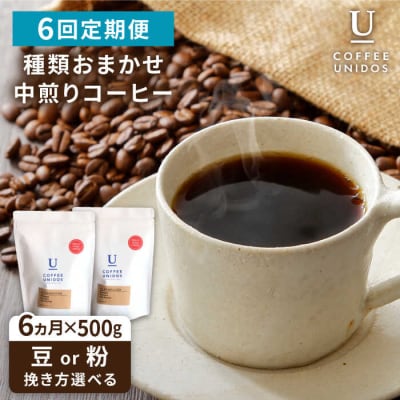【全6回定期便】種類おまかせ中煎りコーヒー定期便【選べる豆or粉[AQF016]