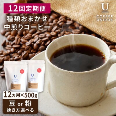 【全12回定期便】種類おまかせ中煎りコーヒー定期便【選べる豆or粉[AQF017]