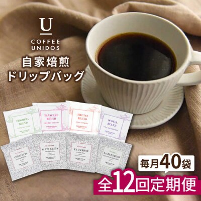 【全12回定期便】コーヒー ドリップ バッグ 40個セット(8種類 × 5個)[AQF020]