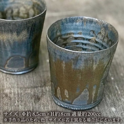 黒金彩 焼酎 カップ 2個 セット [ 唐津焼 ] 雅樂窯 [ASE005]