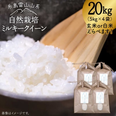 糸島産 ミルキークイーン 20kg 自然栽培 糸島市/大石ファーム [ATE016]