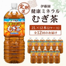 【毎月定期便】伊藤園 健康ミネラル麦茶2L 12本(2ケース)全12回