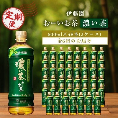 【毎月定期便】お～いお茶濃い茶600ml 48本(2ケース)伊藤園全6回