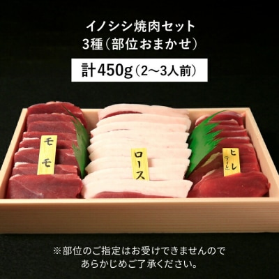 【ジビエ】イノシシ 3種 焼肉セット(部位おまかせ)450g 2、3人前[AUF005] ジビエ 猪