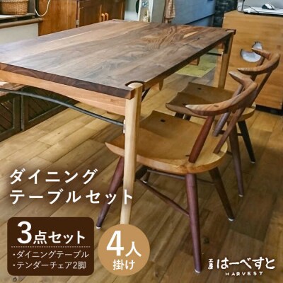 【ダイニングテーブル3点セット】ダイニングテーブル・テンダーチェア2脚[AYA060]