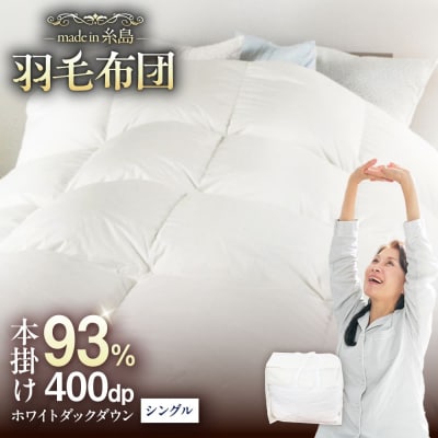 【糸島羽毛ふとん】【高級ダウン使用】無地ダウン93%【シングル】[AYM016]