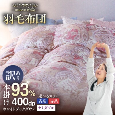 【訳あり】羽毛 布団 本掛け 柄おまかせ フランス産 ダウン93%【セミダブル】 [AYM038]
