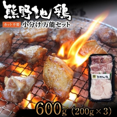 【テレビで紹介されました】カット不要　熊野地鶏小分け万能セット　200g×3