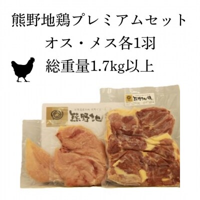 【テレビで紹介されました】とっておき地鶏【1.7kg以上】熊野地鶏プレミアムセット正肉オスメス各1羽