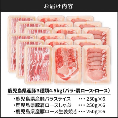 鹿児島県産豚 3種類 4.5kg(バラ・肩ロース・ロース)　K002-026_04