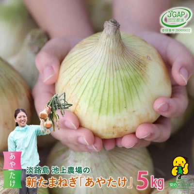 【新たまねぎ】淡路島　池上農場の「あやたけ」5kg【発送時期3月下旬～5月頃】　ai03019