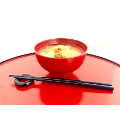 川連漆器　銀朱　まんぷく椀[B5504]
