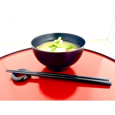 川連漆器　箸付夫婦まんぷく椀(銀朱・銀溜)紙箱入[H4-5501]