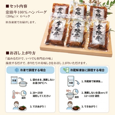 常陸牛100%煮込み手ごねハンバーグ 200g×6パック