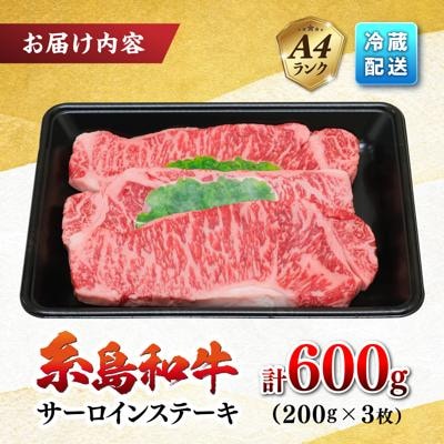 JA糸島 黒毛和牛サーロインステーキ200g×3セット/JA糸島産直市場 伊都菜彩[AED006]