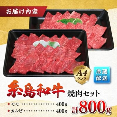 JA糸島 黒毛和牛 焼肉 セット カルビ モモ 800g/JA糸島産直市場 伊都菜彩[AED008]