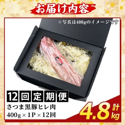 <12回定期便>鹿児島県産さつま黒豚 ヒレ肉(計4.8kg)【ふるさと産直バザール】K-484-F