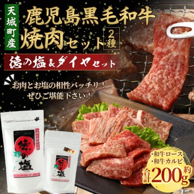 鹿児島黒毛和牛 焼肉セット 計約200g 徳の塩・ダイヤセット 計約230g 総計約430g 
